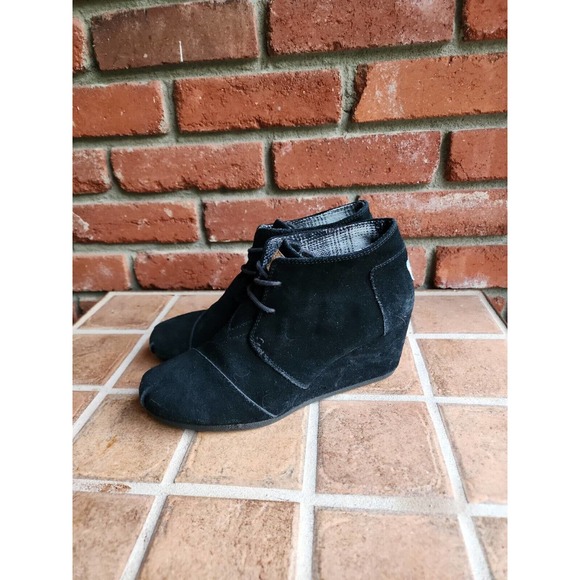 Tom's Shoes - Toms Kala Wedge Ankle Booties Women's Size 9.5 M Black Suede